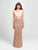 Madison James - 19-101 Two-Piece Glitter Crosshatch Sheath Gown In Pink and Gold
