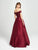 Madison James - Beaded Appliqued Off Shoulder Satin A-Line Gown 19-102  In Red