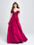 Madison James - 19-102 Off-Shoulder Beaded Applique Satin A-Line Gown In Red