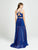 Madison James - 19-103 Two-Piece Beaded Lace Pleated Organza Gown In Blue