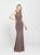 Madison James - 19-104 Ruched Open Back Sheath Gown In Brown