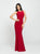 Madison James - 19-104 Ruched Open Back Sheath Gown In Red