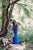 Madison James - 19-105 Beaded Plunging Bodice Godet Trumpet Gown In Blue