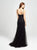 Madison James - 19-105 Beaded Plunging Bodice Godet Trumpet Gown In Black