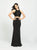 Madison James - 19-106 Beaded Illusion Bodice Two-Piece Gown In Black