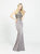 Madison James - 19-106 Beaded Illusion Bodice Two-Piece Gown In Gray and Silver