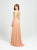 Madison James - 19-108 Asymmetrical Embroidered High Slit Gown In Neutral