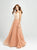 Madison James - 19-108 Asymmetrical Embroidered High Slit Gown In Neutral