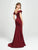 Madison James - 19-109 Draped Cold Shoulder High Slit Gown In Red