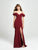Madison James - 19-109 Draped Cold Shoulder High Slit Gown In Red