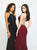 Madison James - 19-110 Crystal-Studded Illusion Paneled Gown In Black and Red