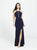Madison James - 19-110 Crystal-Studded Illusion Paneled Gown In Blue