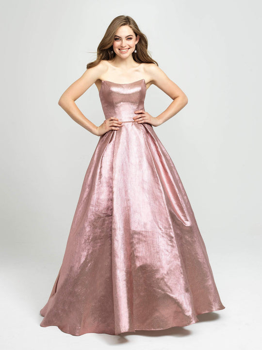 Madison James - 19-111 Strapless Glitter Mikado Ballgown In Pink