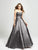 Madison James - 19-111 Strapless Glitter Mikado Ballgown In Gray and Silver