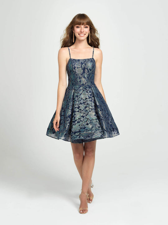 Madison James - 19-113 Lase Cut Lace A-line Dress In Blue and Green