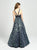 Madison James - 19-114 Iridescent Laser Cut Lace A-line Dress In Blue and Green