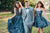 Madison James - 19-114 Iridescent Laser Cut Lace A-line Dress In Blue and Green