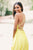 Madison James - 19-115 Crisscross Designed Backless Satin Gown In Yellow