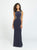 Madison James - 19-116 Beaded Jewel Evening Dress with Slit In Gray