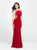Madison James - 19-116 Beaded Jewel Evening Dress with Slit In Red