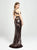 Madison James - 19-117 Two Tone Sequined Deep V-neck Sheath Dress In Black and Brown