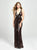 Madison James - 19-117 Two Tone Sequined Deep V-neck Sheath Dress In Black and Brown