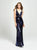 Madison James - 19-117 Two Tone Sequined Deep V-neck Sheath Dress In Black and Blue