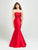 Madison James - 19-118 Ruffled Beaded Strapless Mermaid Gown In Red