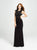Madison James - 19-121 Sheer Embroidered Jewel Evening Gown In Black