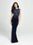 Madison James - 19-121 Sheer Embroidered Jewel Evening Gown In Blue