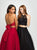 Madison James - 19-122 Embroidered Illusion Halter Tulle Gown In Black and Red