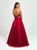 Madison James - 19-122 Embroidered Illusion Halter Tulle Gown In Red