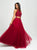 Madison James - 19-122 Embroidered Illusion Halter Tulle Gown In Red