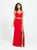 Madison James - 19-123 Crop Top Sheath Skirt with Slit Jersey Dress In Red