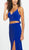 Madison James - Crop Top Sheath Skirt with Slit Jersey Dress 19-123 In Blue