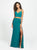 Madison James - 19-123 Crop Top Sheath Skirt with Slit Jersey Dress In Green
