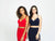 Madison James - 19-123 Crop Top Sheath Skirt with Slit Jersey Dress In Red and Blue