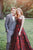 Madison James - 19-124 Strapless Floral Brocade Evening Gown In Red and Black