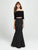 Madison James - 19-126 Quarter Sleeve Off Shoulder Floral Print Gown In Black