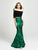 Madison James - 19-126 Quarter Sleeve Off Shoulder Floral Print Gown In Black and Green