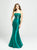Madison James - 19-130 Strapless Beaded Bodice Mikado Gown In Green