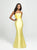 Madison James - 19-130 Strapless Beaded Bodice Mikado Gown In Yellow