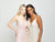 Madison James - 19-131 Sparkle Net Deep V-neck Trumpet Dress In Pink and Neutral