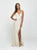 Madison James - 19-131 Sparkle Net Deep V-neck Trumpet Dress In Neutral