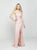 Madison James - 19-131 Sparkle Net Deep V-neck Trumpet Dress In Pink