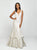 Madison James - 19-132 Sparkle Net Deep V-neck Mermaid Dress In Neutral