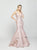 Madison James - 19-132 Sparkle Net Deep V-neck Mermaid Dress In Pink