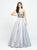 Madison James - 19-133 Beaded Deep V-neck Satin A-line Dress In Silver