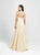 Madison James - 19-134 Shimmer Taffeta Plunging V-neck A-line Dress In Gold