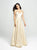 Madison James - 19-134 Shimmer Taffeta Plunging V-neck A-line Dress In Gold
